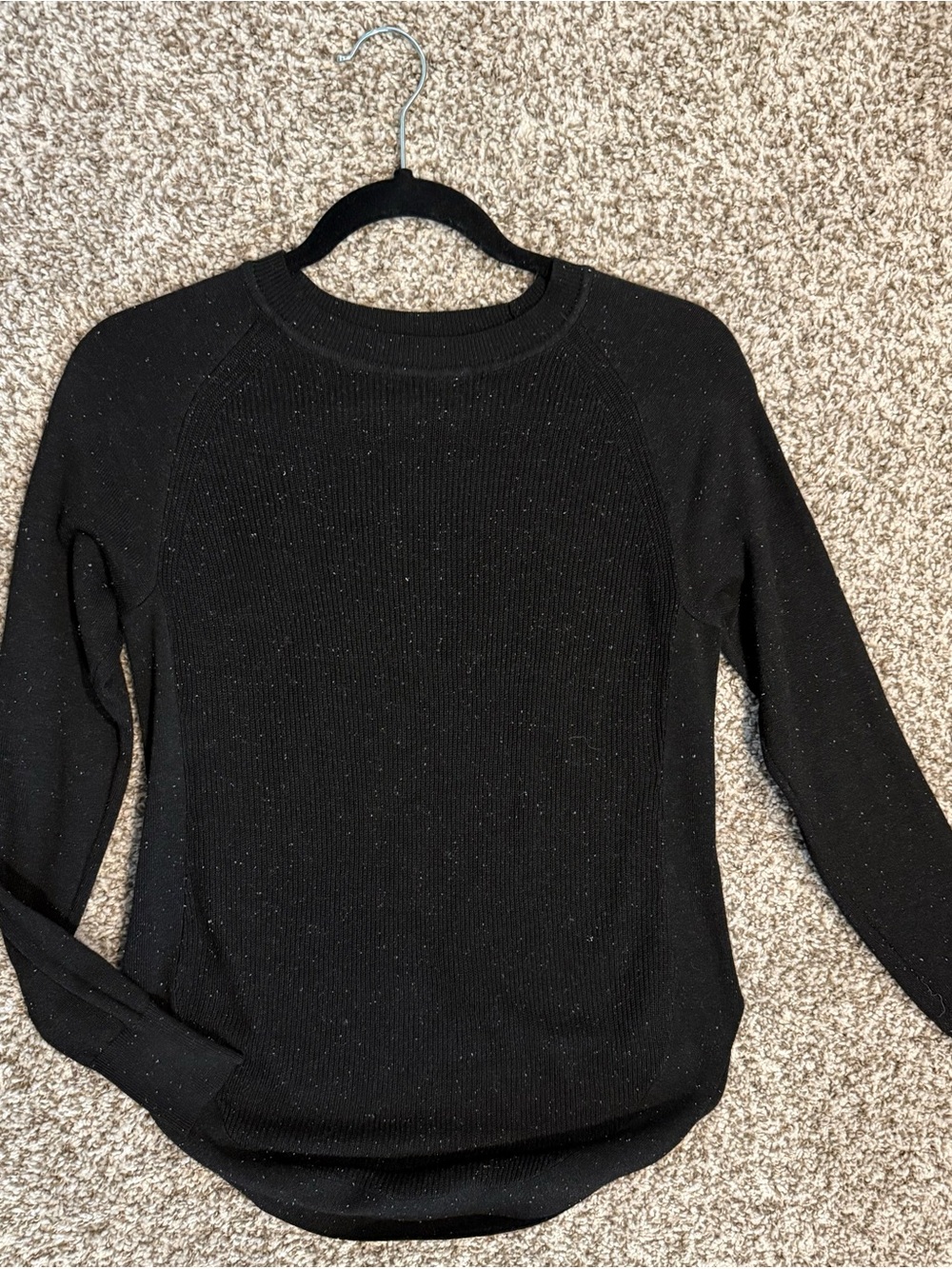 Francesca’s “Solutions!” Classic Black Speckled Tunic Sweater